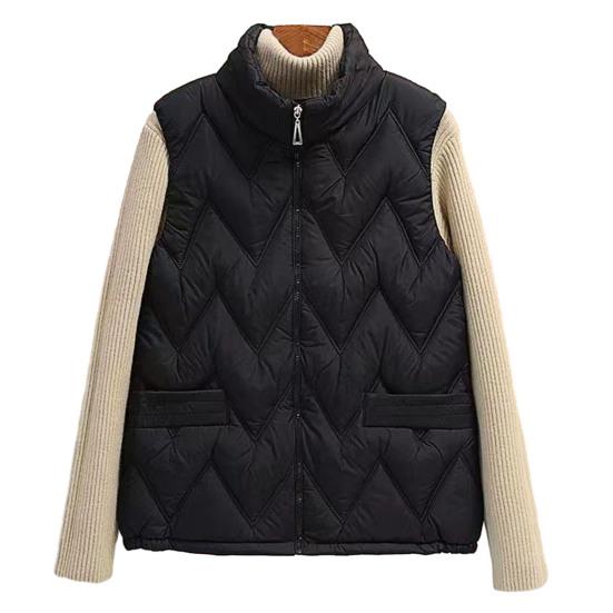 Damen-Winterweste, verdickt, gepolstert, ärmellos, winddicht, Stehkragen, Wärmespeicherung, Nackenschutz, Taschen, lockere Strickjacke, Outdoor-Weste