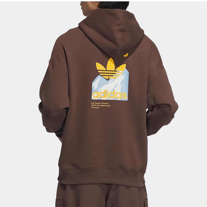 Adidas Originals Letter Logo Printed Sports Hoodie Men hoodies Brown IZ1519
