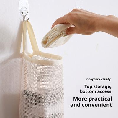Hanging Underwear Organizer Breathable Mesh Storage Bag Foldable Travel Panties Socks Organizer for Closet or Door Use