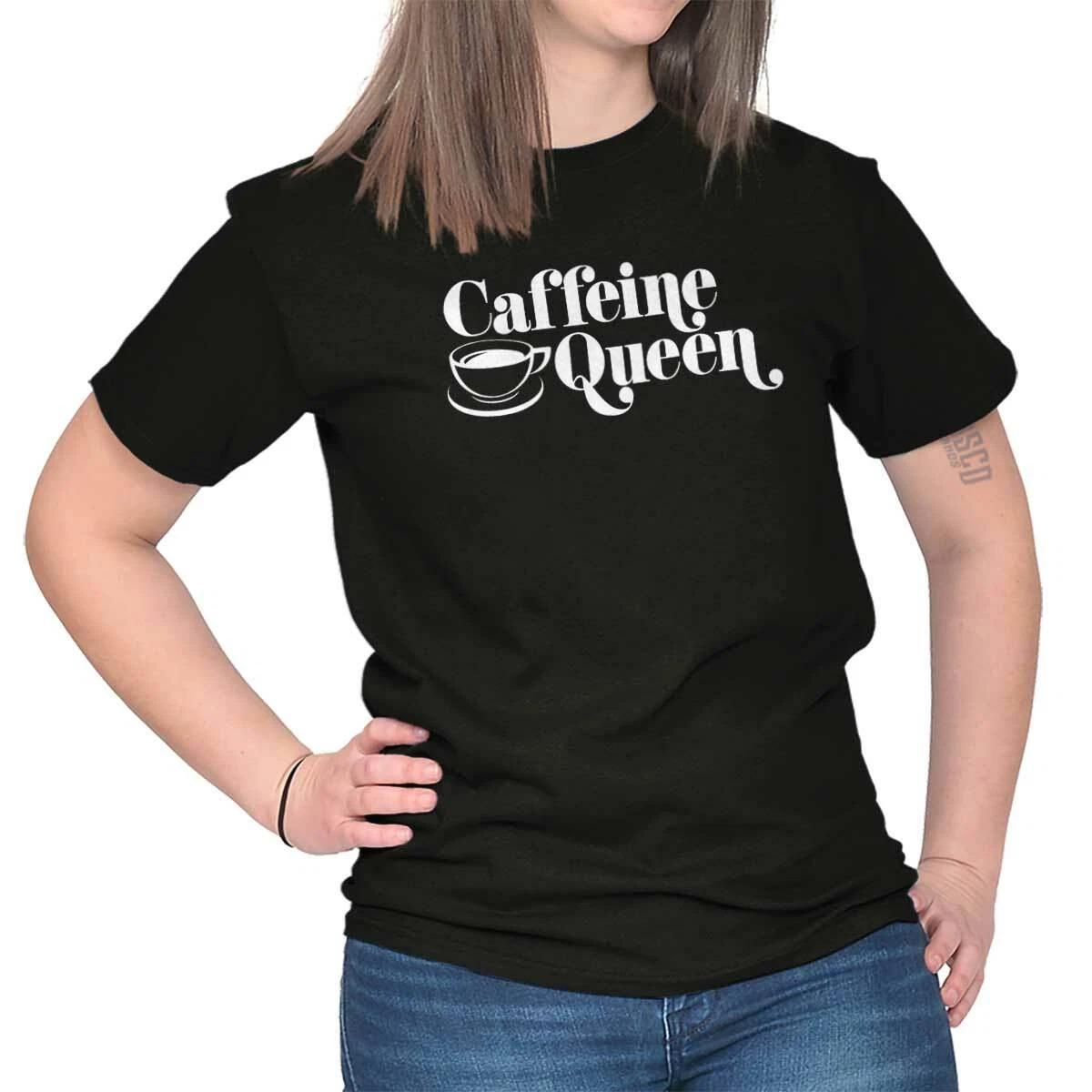 Funny Coffee Lover Joke Caffeine Queen Humor Womens Graphic Crewneck T Shirt Tee XXXXL