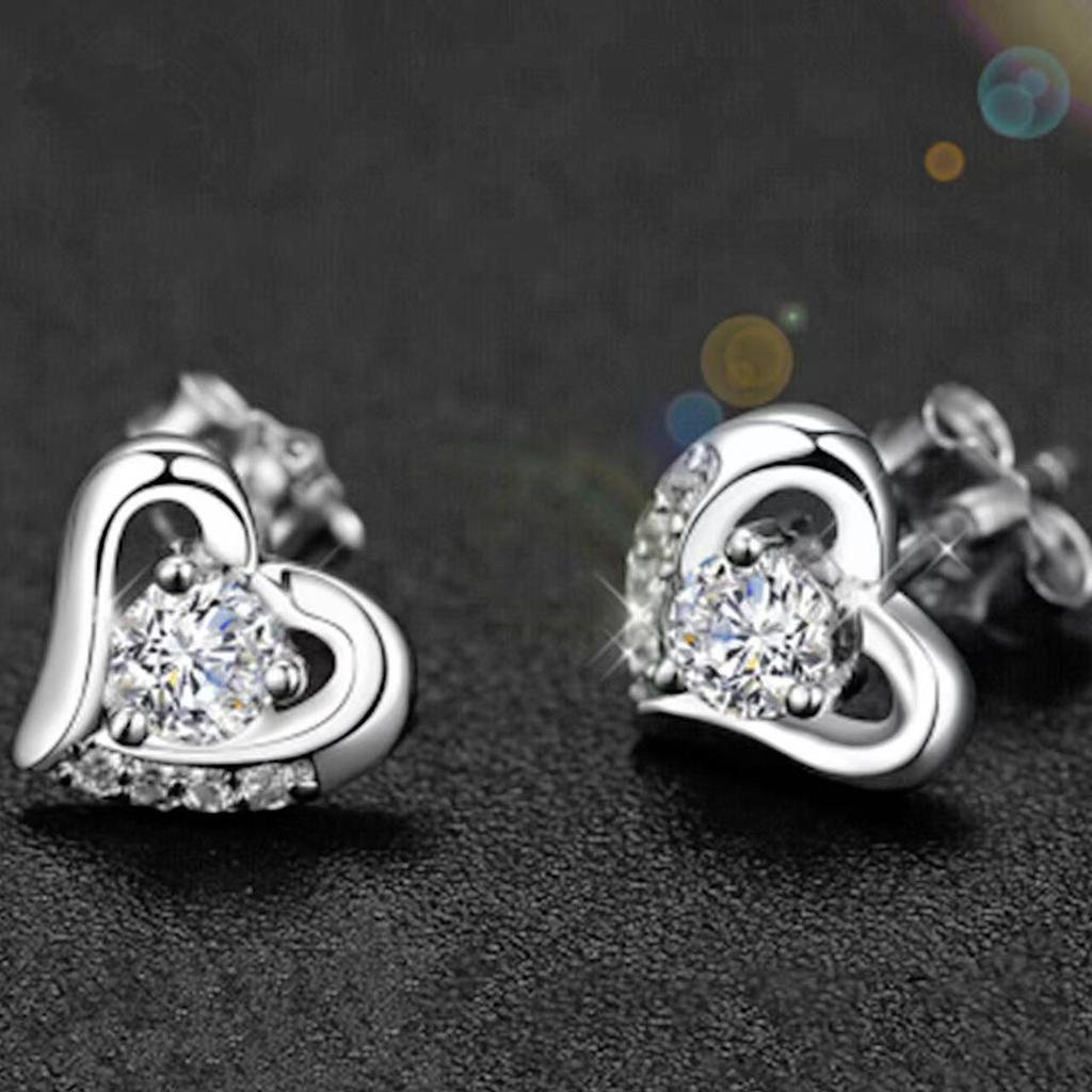 Elegant Women's Heart-Shaped & Star-Moon Diamond Earrings