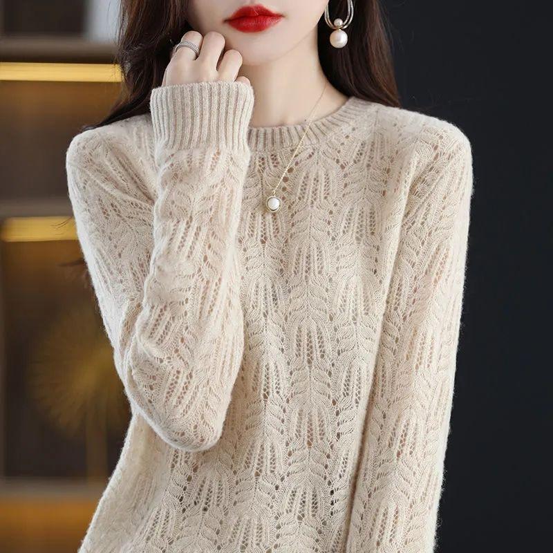 Women's Spring/Fall Korean-Style Round-Neck Sweater: Loose-Fitting Knit Top for Layering