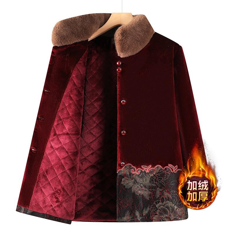 Padded jacket winter padded coat old lady winter velvet thickened coat