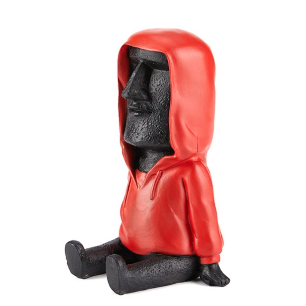 

Anti-slip Easter Island Moai Phone Holder Ornament Abstract Art Phone Stand Phone Accessories Black&Red