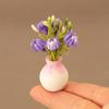 1 Piece 1:12 Dollhouse Miniature Plastic Simulation Colorful Floral Plants Potted Outdoor Doll House Model Diy Accessories