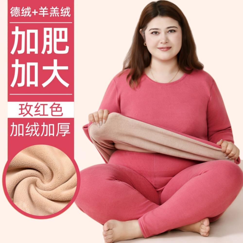 Couple Sherpa Fleece Thermal Underwear Set Plus Size Warm Cold Resistant Winter