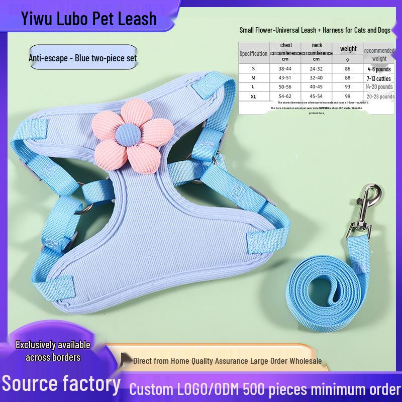 3D-Cartoon-Haustierweste und Leinen-Set für Hunde und Katzen – ausbruchsicheres Geschirr zum Spazierengehen