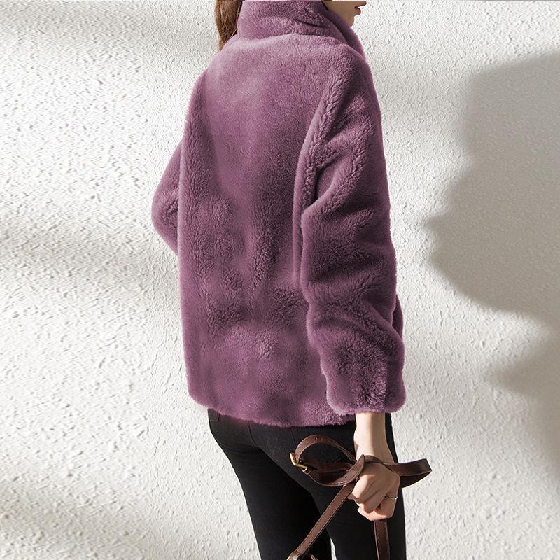 European and American Women's Double-Sided Fleece Zipper Cardigan with Stand Collar - 2023 Autumn/Winter Collection.