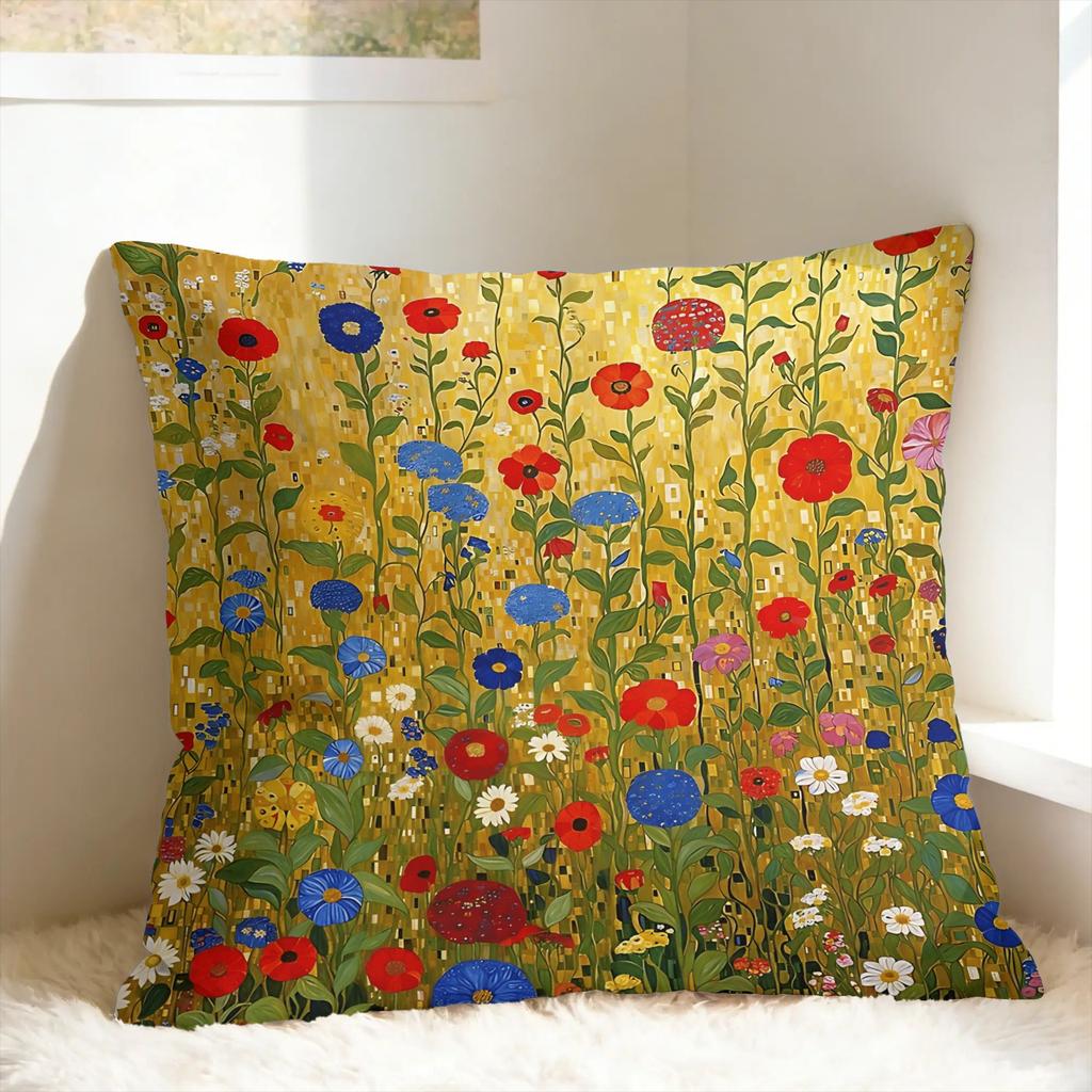 Gustav Klimt Kunst Kissenbezug Druck Kissenbezug Neuheit Kissenhülle für Sofa Couch Bett Wohnzimmer