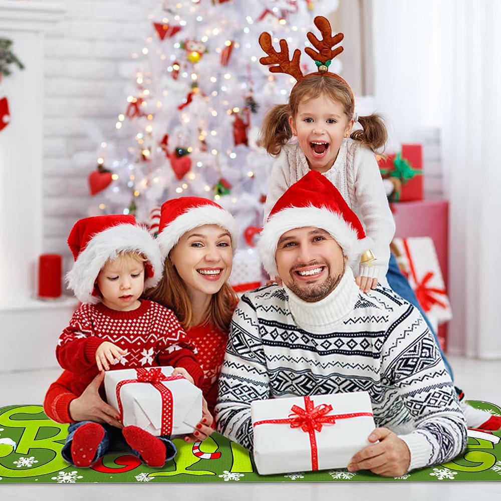 New 2Pcs Polyester Fiber Christmas Kitchen Rugs and Mats For Home Decorations