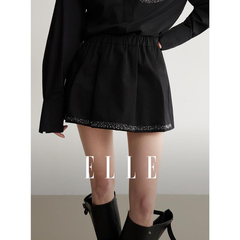 ELLE Women s Embroidered High-Waist Short Skirt M