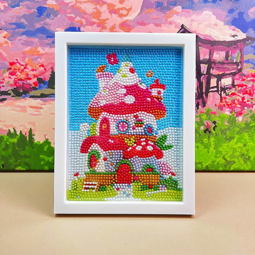 Cartoon Diamond Painting Children's Handmade Diy Diamond Stickers Bedroom Living Room Decorative Painting Masonry Painting with Photo Frame.