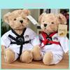 Großhandel Taekwondo Teddybär Plüschtier Kampfsport Geschenk mit Logo Rosen Samt Füllung 30cm