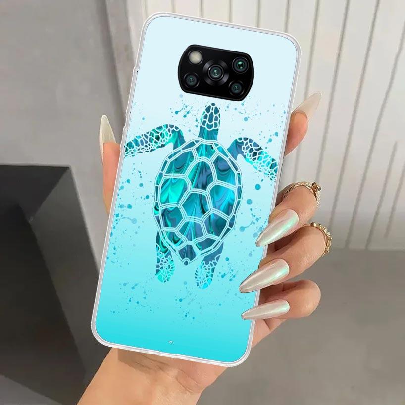 Cartoon Sea Turtle Tortoise Phone Case for Xiaomi Poco X5 X6 X7 Pro F7 Ultra M7 Redmi 15 15C 13 13C 12 12C 10 10A 10C 9 9A 9C 9T