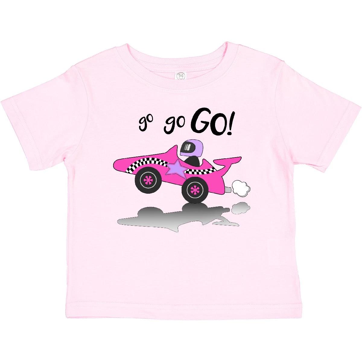Inktastic Go Go Go! Pink Racing Car Baby T-Shirt Cars Kids Race Speed Driving 100