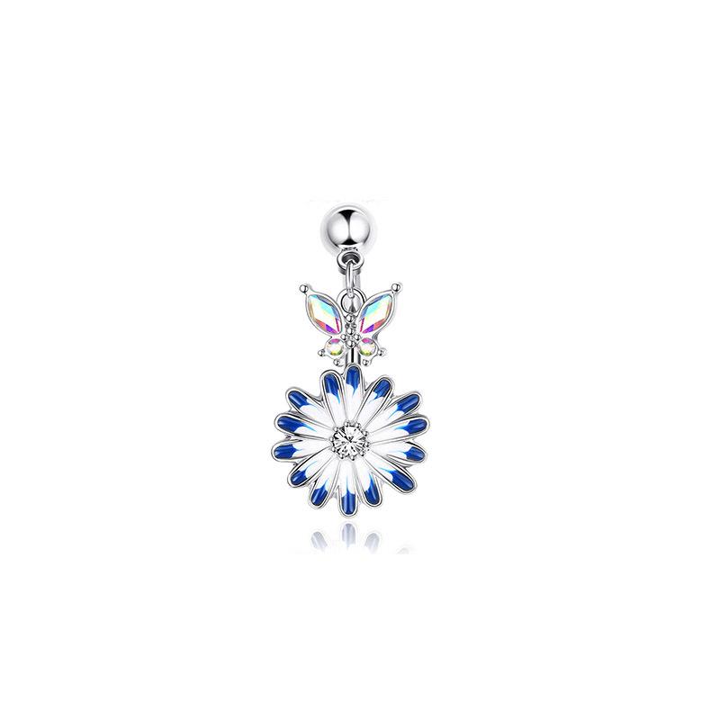 Upside Down Peach Heart Teardrop Zircon Belly Button Ring, 316 Stainless Steel Navel Jewelry