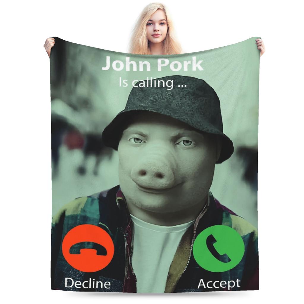 Soft Warm Blanket Kids Airplane Travel John Pork Is Calling Throw Blanket Flannel Bedspread For Couch Chair Novelty Sofa Bed