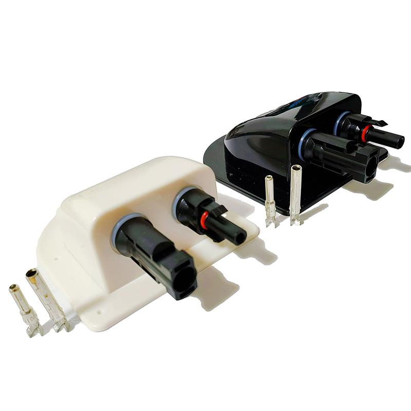 Solar Panel Double Hole Wire Cable Entry Gland Sealing Box Curved Cable Connector Waterproof For RV Caravan