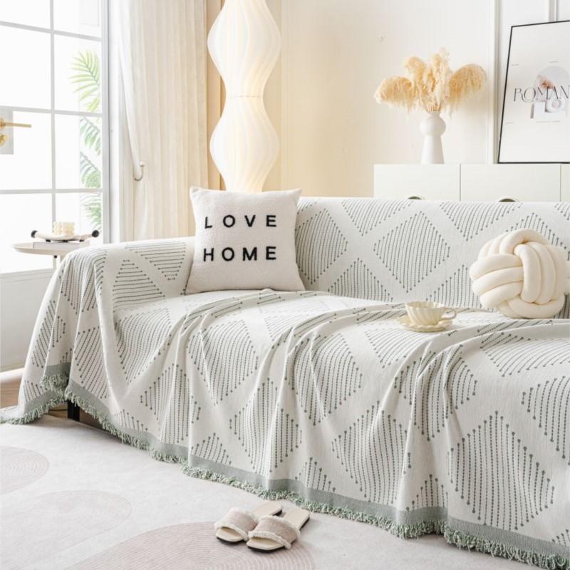 Funda Sofa Home Chenille Grid Sofa Matten Überwurfdecken Ganzjahres-Camping-Picknickdecke Sofabezug