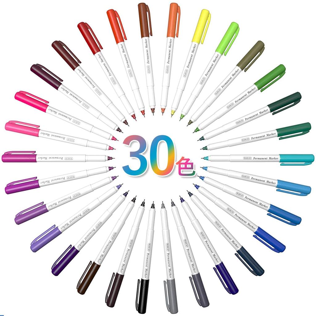 Shuttle Art Extra Fine Color Sign Name Permanent Can Be Used To Write On and For and Offices Oil-Based Pens, 30-Color Set, Point, 0.5mm, Pens,