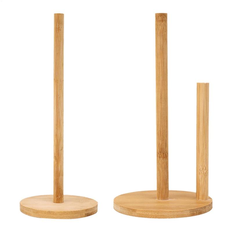 Wood Paper Towel Holder Durable Anti-Skid Tissue Vertical Stand Rack Hook For Kitchens Bathrooms Living Rooms Restaurant