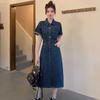 Plus Size Women's Denim Dress - 2026 Summer Slimming Skirt for Tummy Concealment