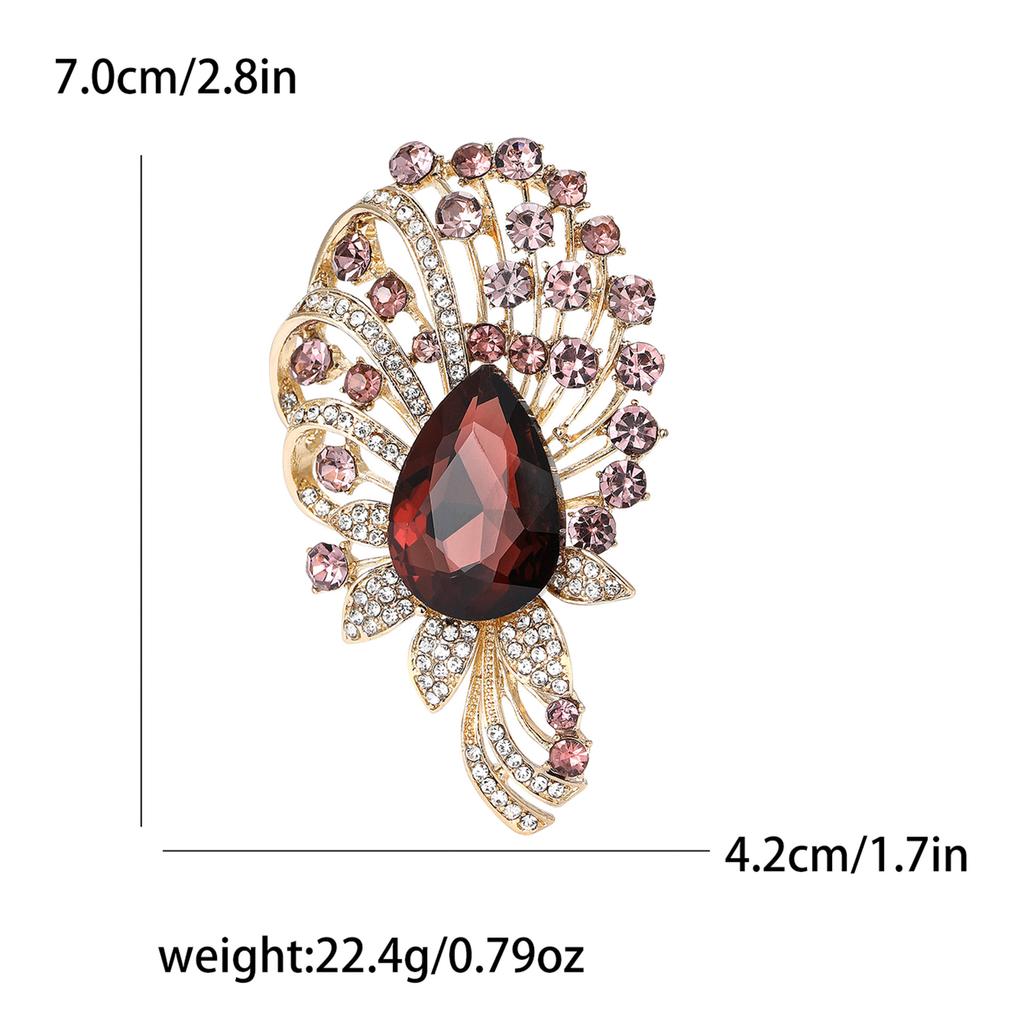 European Retro Alloy Pretty Flower Medium Glass Brooch Classic Elegant Women'S Clothing Brooch Jewelry Pin