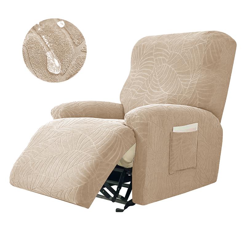 Recliner Sofa Cover Lazy Chair Solid Color Cushion Cover Sofa Cover 1/2/3/4 Seat Waterproof Leaf Texture Sofa