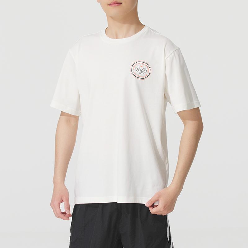 Adidas SS25 Ležérní tričko s kulatým výstřihem, módní, s krátkým rukávem, pánské topy, bílé JN2512