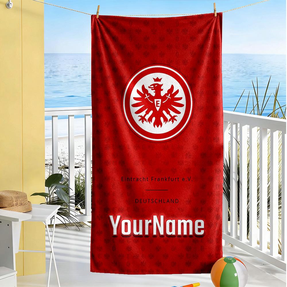 Eintracht Frankfurt Personalized Text Beach Towel Super Soft Absorbent Ideal For Travel Outdoor Swim Pool Yoga Surf Camping Hiking Gym Gift Holiday