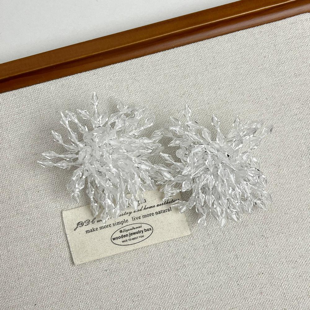 Exaggerated Large Stud Earrings For The Dinner Party Grey Crystal Beaded Fireworks Earrings Trendy Unique Personality Earrings