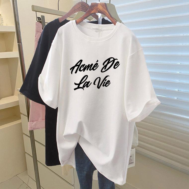 

Korea A DL VT-shirt 2025 new art letter short-sleeved men s and women s loose boutique versatile top S белый