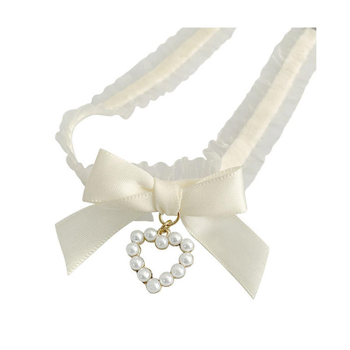 

Винтажное кружевное колье в стиле Лолиты с милым воротником для женщин, ожерелье-колокольчик с готическим бантом и узлом белый