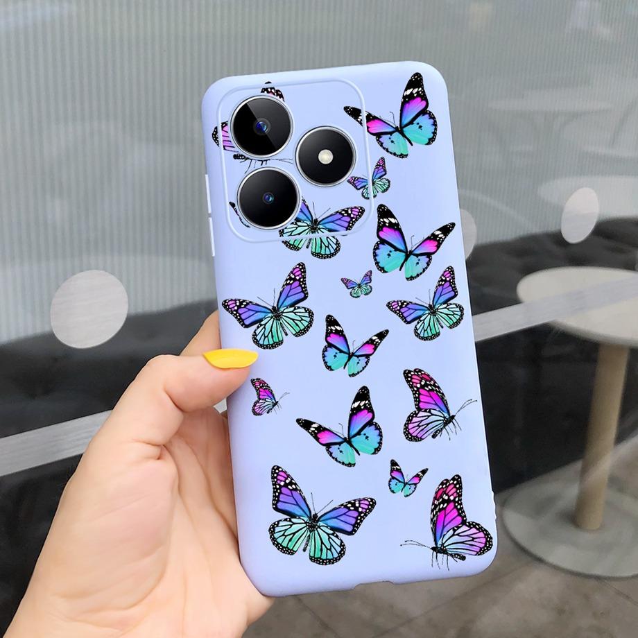 For Realme C53 C51 Cases Shockproof Soft Luxury Silicone TPU Bumper Case For RealmeC51 C 51 C 53 Flower Painting Girly Capa Etui