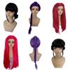 Girl Group Mira Cosplay Wig Rose Red Long Straight Hair Black Braid Lumi Purple Braid