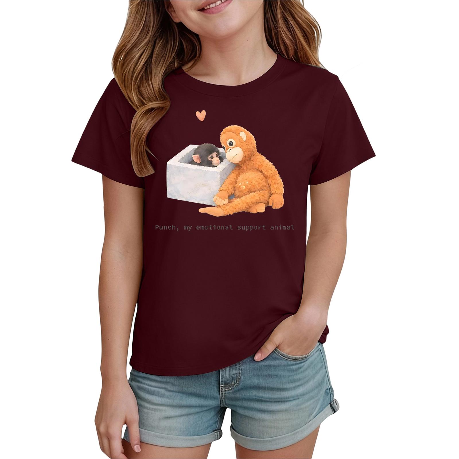 Boys  And Girls  Printed Fashion Casual Short-Sleeve T-Shirts 110 винный