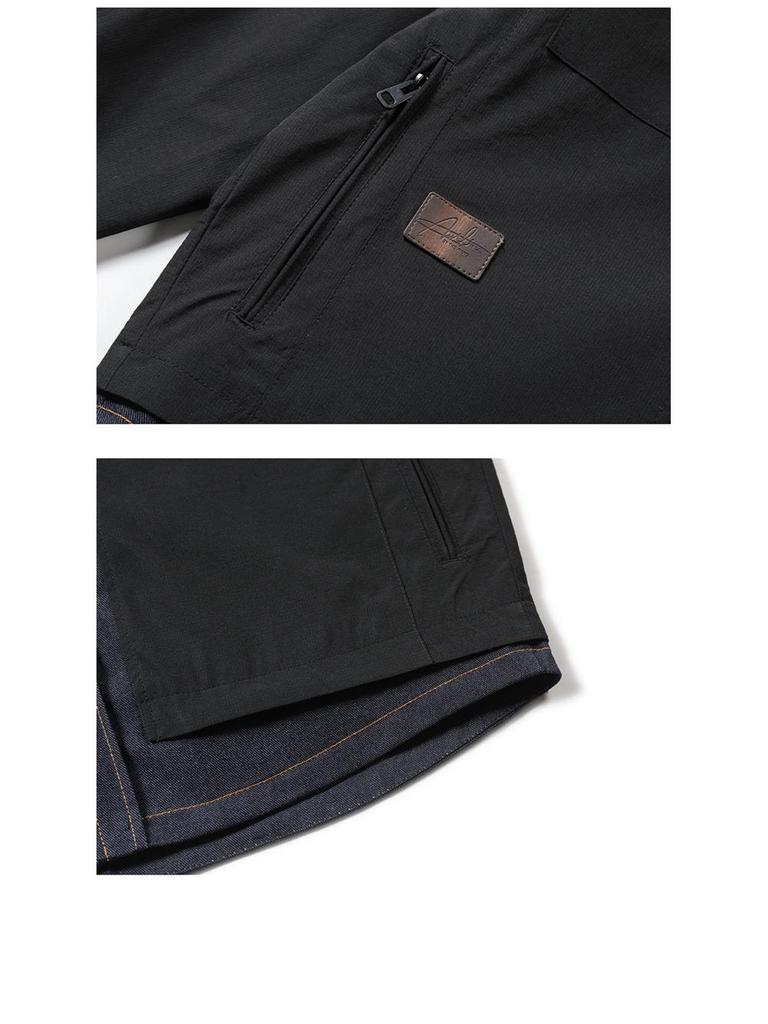 Men's Designer-Style Faux Two-Piece Jacket, Spring/Autumn 2025, Loose Casual Workwear, Trendy Cotton Outerwear.