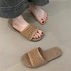 One Word Cool Slippers Women's Shoes Lazy Wind Woven Holiday Cool Slippers Women's Shoes