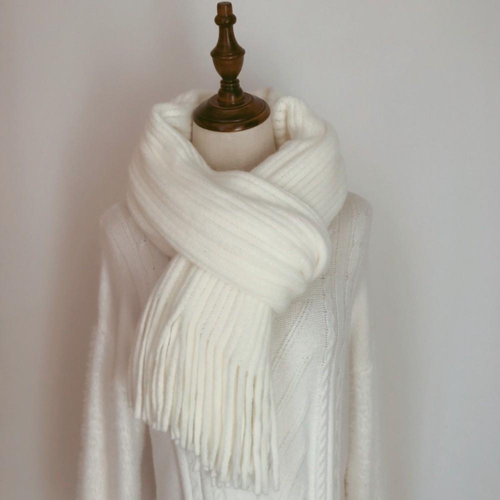 Windproof Thermal Neck Warmer Solid Color Long Scarves Fashion Wrap Shawls For Women