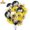 15PCS 30 40 50 60th 70 80 Year Old Latex Balloon Confetti Balloon Set  Combination Adult Birthday Party Decorations