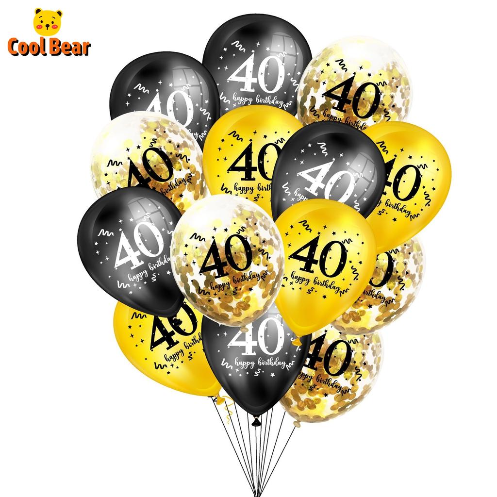 15PCS 30 40 50 60th 70 80 Year Old Latex Balloon Confetti Balloon Set  Combination Adult Birthday Party Decorations