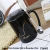 Schwarzes Sternzeichen Keramiktassen-Set - Kreative Kaffeetassen für Paare mit Deckel und Löffel