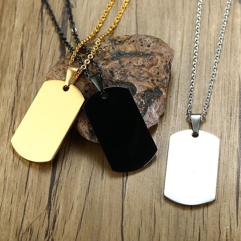 Engraved Standard Military Dog Tag Blanks Stamping Dogtag Pendant Stainless Steel Men Women Charm Plain Jewelry