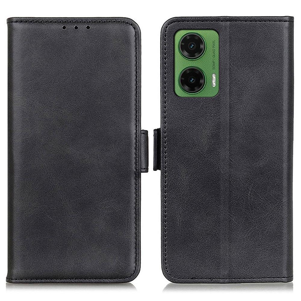 

For Motorola Moto G35 5G Case Stand Cowhide Texture PU Leather Phone Cover E