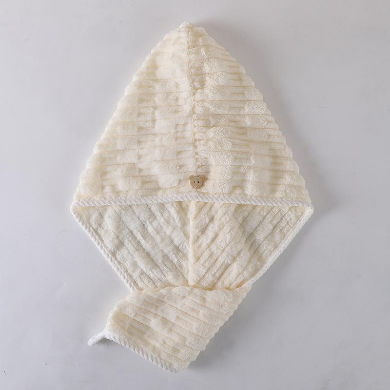 

Bamboo Velvet Quick-Dry Hair Towel: Absorbent, Breathable Coral Fleece Head Wrap for Adults 25x60 cm бежевий