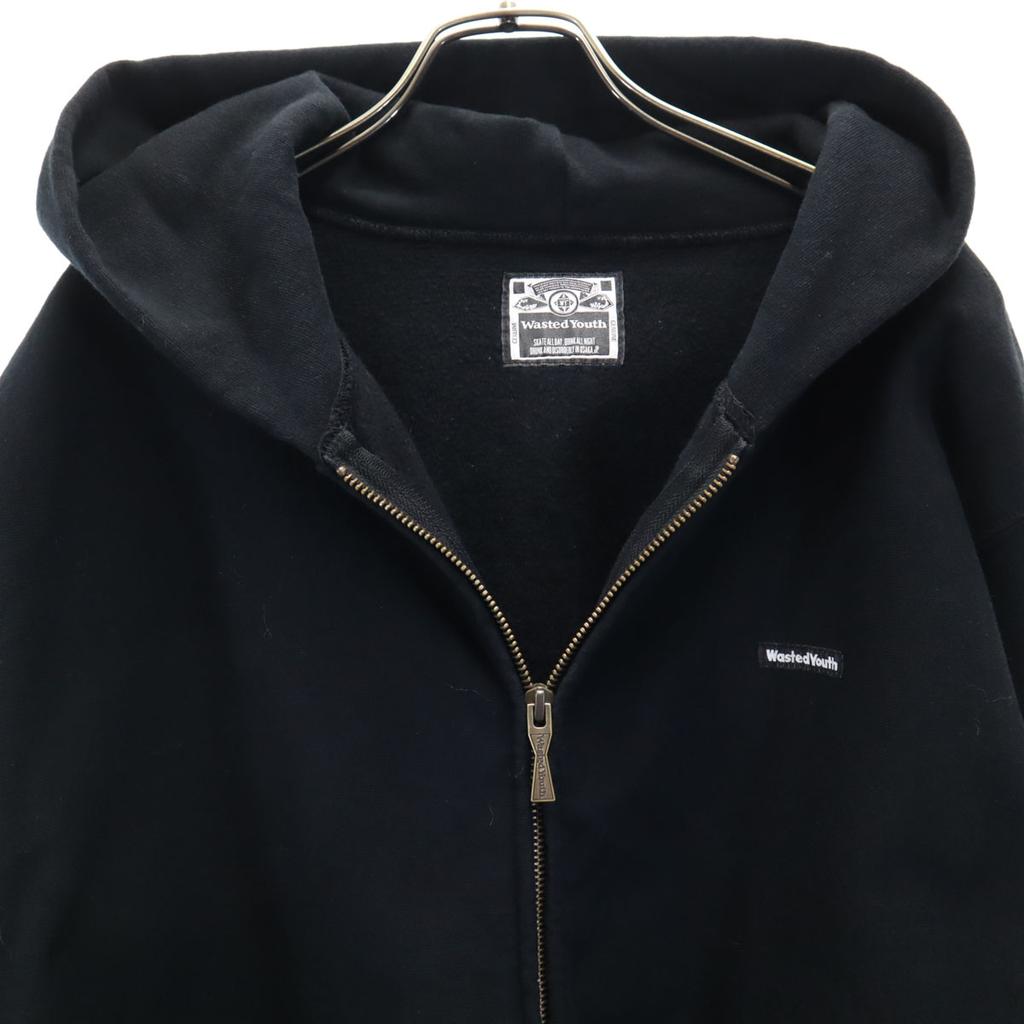 Wasted Youth Long Sleeve Sweat Zip Hoodie XXL Fleece Lining, Large Size Men's Used