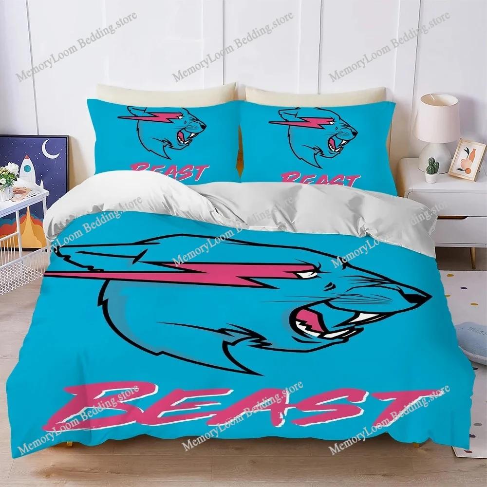 Videó blogger paplanhuzat szett Otthoni stílusú ágynemű Puha mosható pamut Ágy M-MrBeast-négy évszakos Diákszállás Lakástextil AU Single 140x210cm