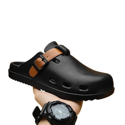 Summer Shoes for Men Lightweight EVA Sandals Solid Color Slippers for Men Anti-skid Soft Garden Clogs with Buckle Strap