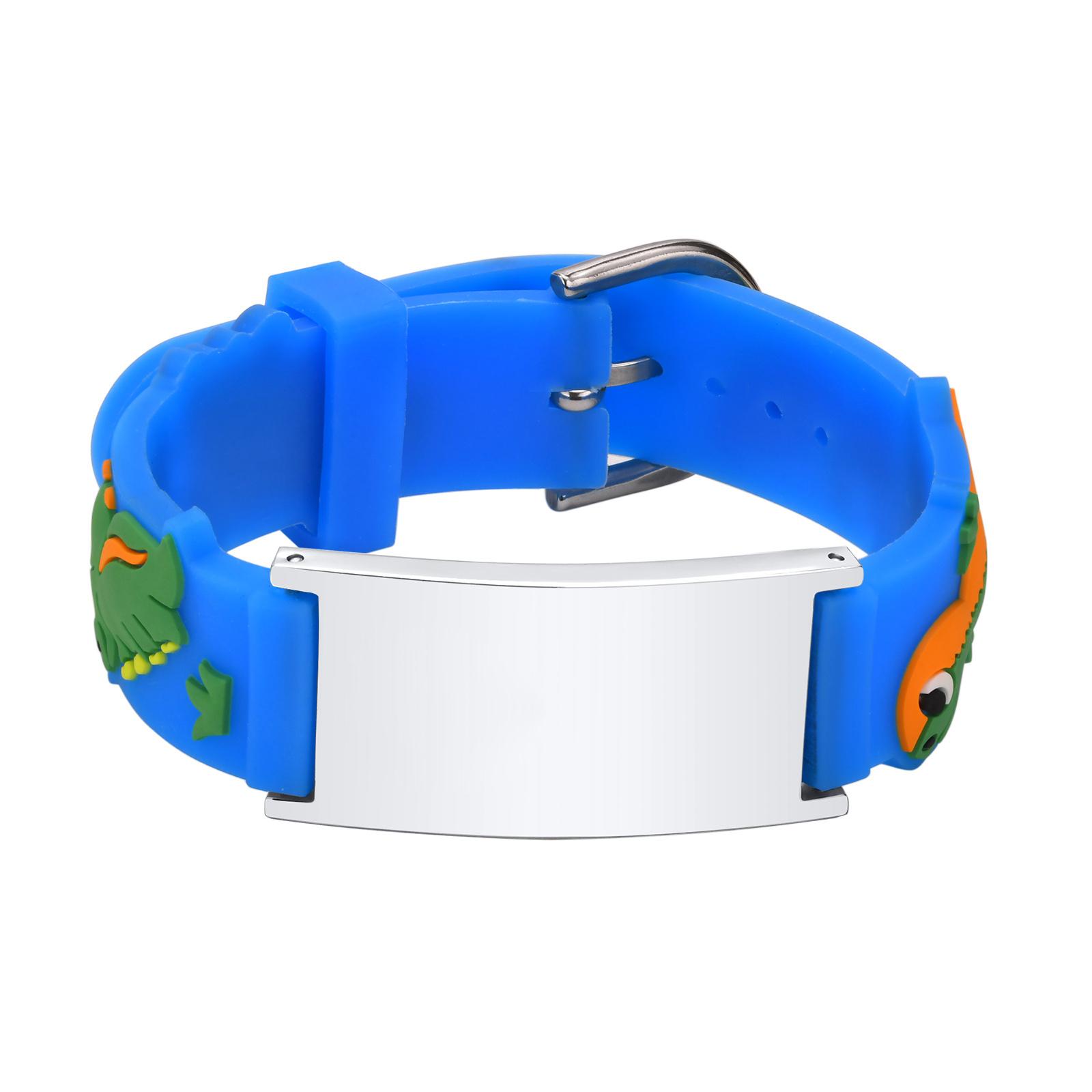 

Free Engraving Personalized Medical Alert ID Bracelet for Little Boy Girl, Safty Silicone Custom ICE Bracelet free Engrave
