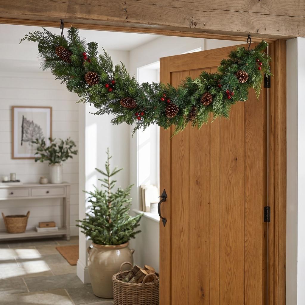 Artificial Christmas Wall Hanging for Home Entryway Window Festive Holiday Decor